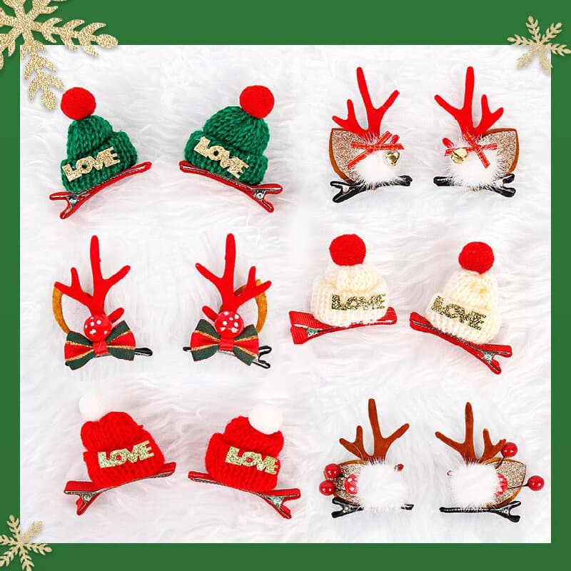 Mushroom Summary Festive Christmas Hair Clips for Girls & Women - Fabric