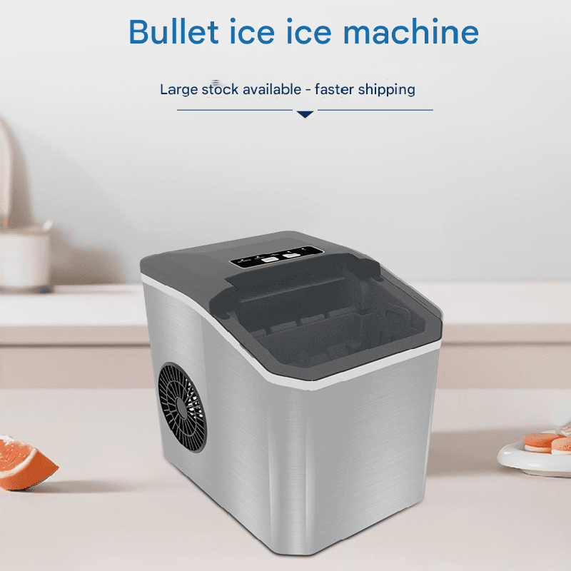 Stainless Steel Countertop Ice Maker 12kg/24h Portable Bullet Ice Machine