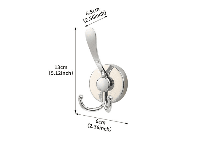 Stainless Steel Vacuum Suction Cup Hook Rack 3-Hook Silver Wall - Default
