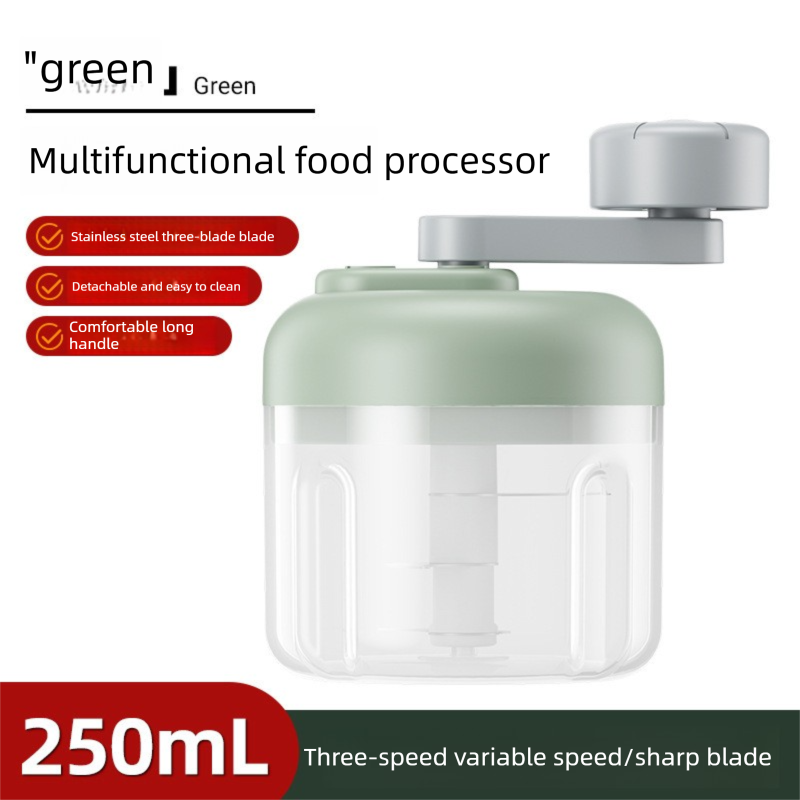 Manual Garlic Chopper & Food Processor 250 ml Portable 3-Speed - Green