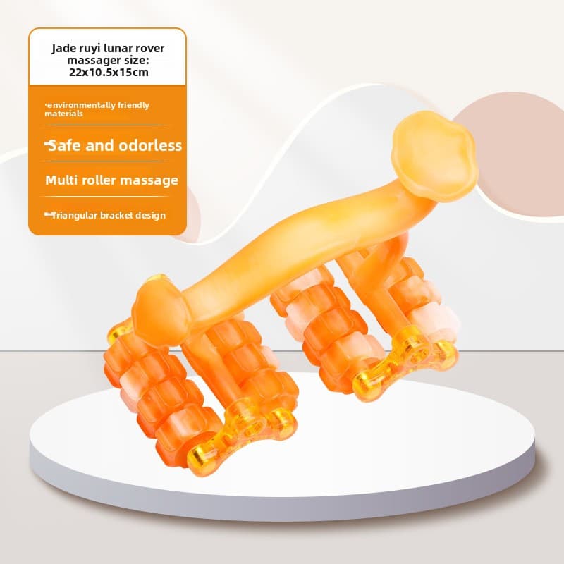 2-Pcs Orange Manual Roller Massager Handheld Full Body Relaxation Tool