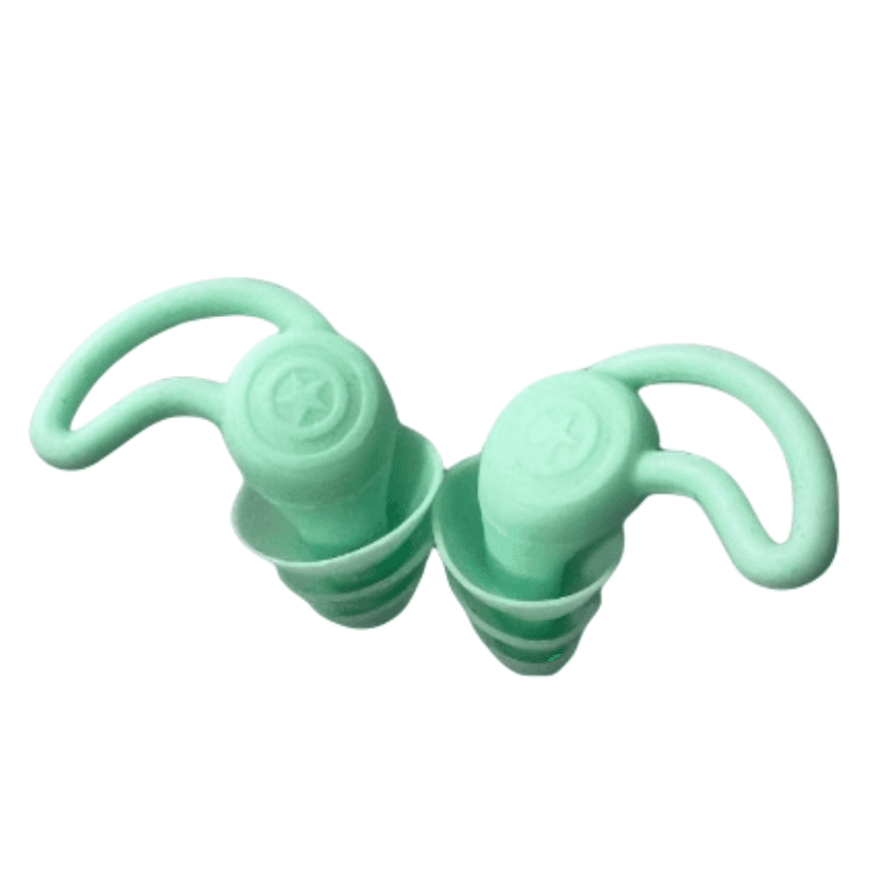2-Pairs Green Noise Reduction Silicone Ear Plugs for Swimming, Sleep
