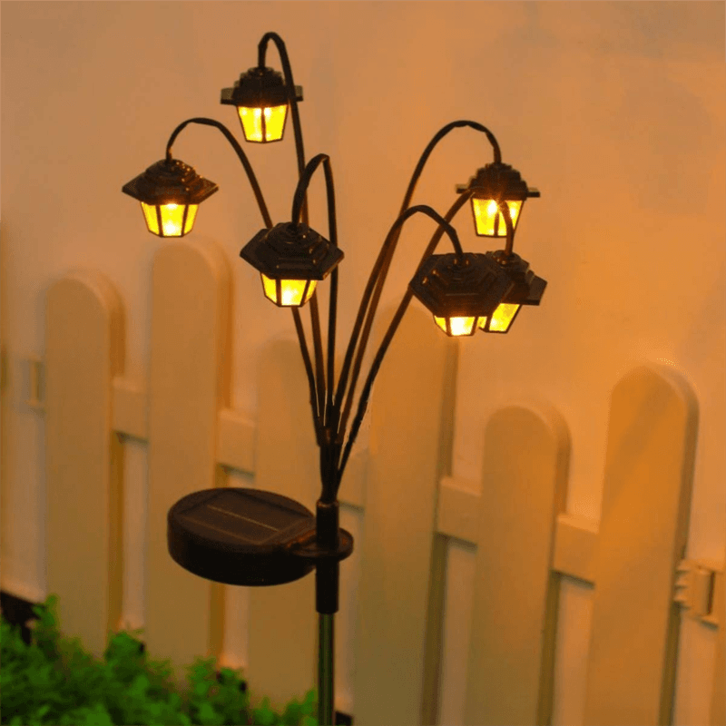 Solar Retro Hexagonal Palace Ground Plug Light with 6 LED Warm Glow