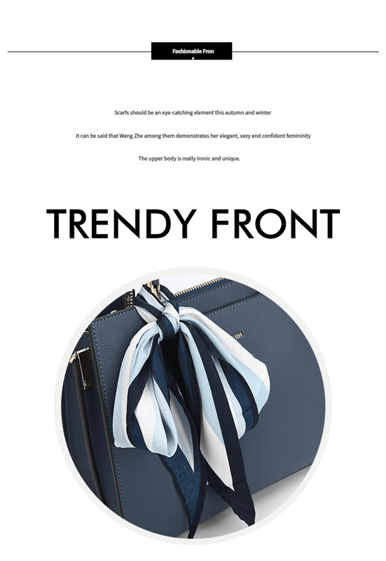 Synthetic Leather Crossbody Bag with Detachable Scarf - Multiple - Blue