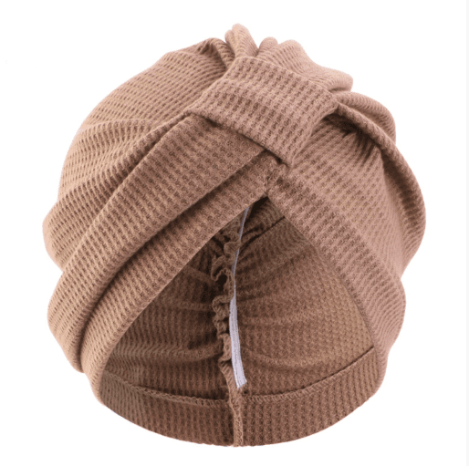 Khaki 3 Pack Women's Cotton Waffle Knit Turban Headwrap - Thickened Indian