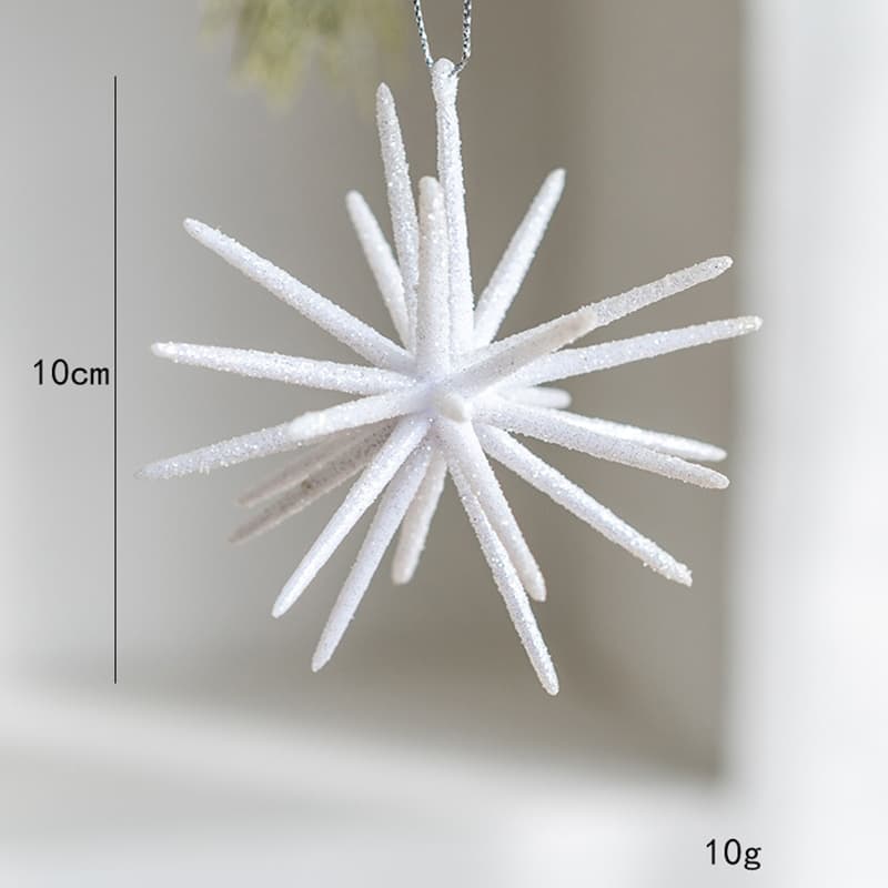5-PCS White New Christmas Ornament - Starburst Hanging Decor for Tree