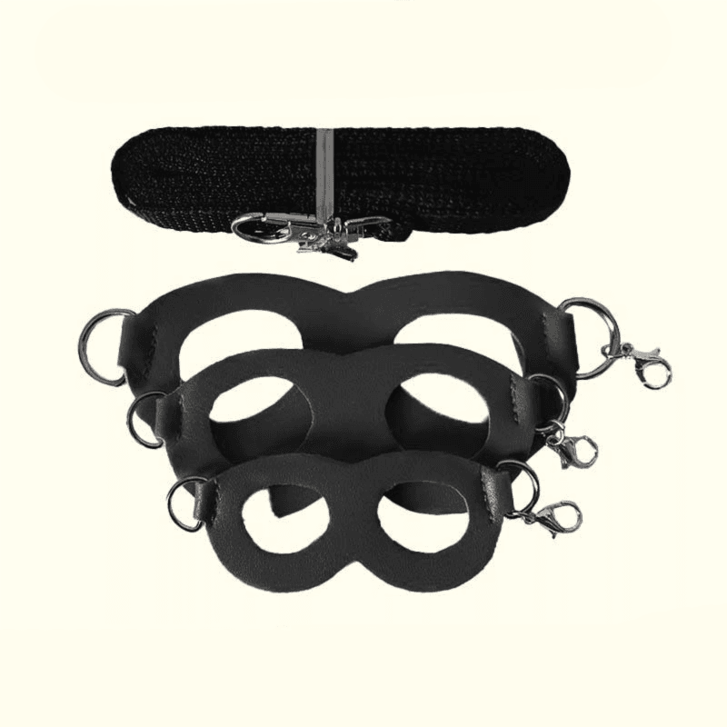 2-Pack Black Small Mammal Harness Set - 6-Piece (S/M/L ×2) + 2×1.5m Leashes