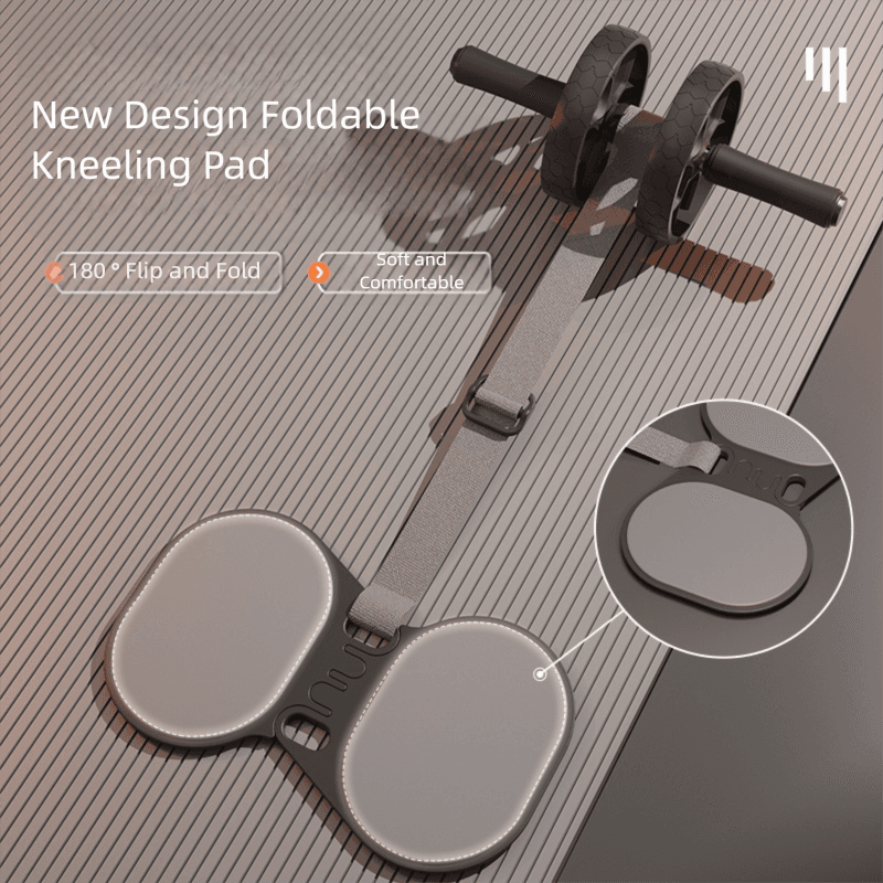 Grey Assisted Rebound Ab Roller with Foldable Knee Pad - Dual Wheel Core