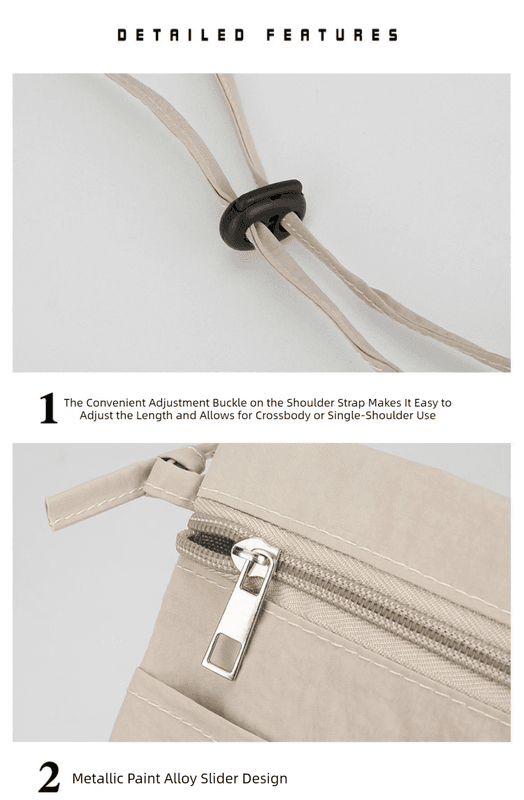 Beige Minimalist Lightweight Nylon Crossbody Phone Bag - Compact & for Women