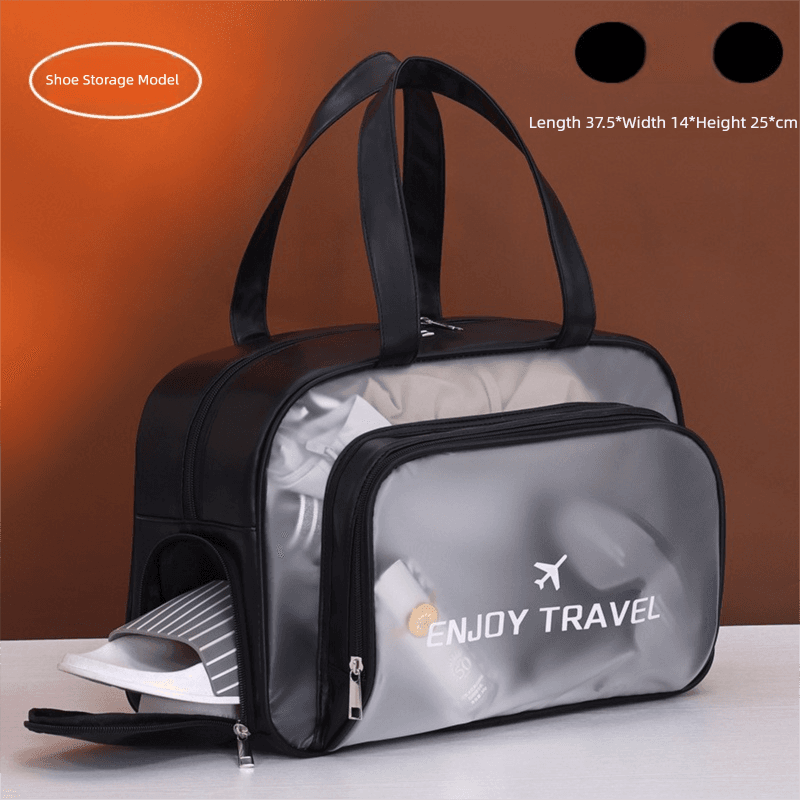 Black Waterproof Wet Dry Separation Travel Bag - Gym, Beach, Swim, Sports