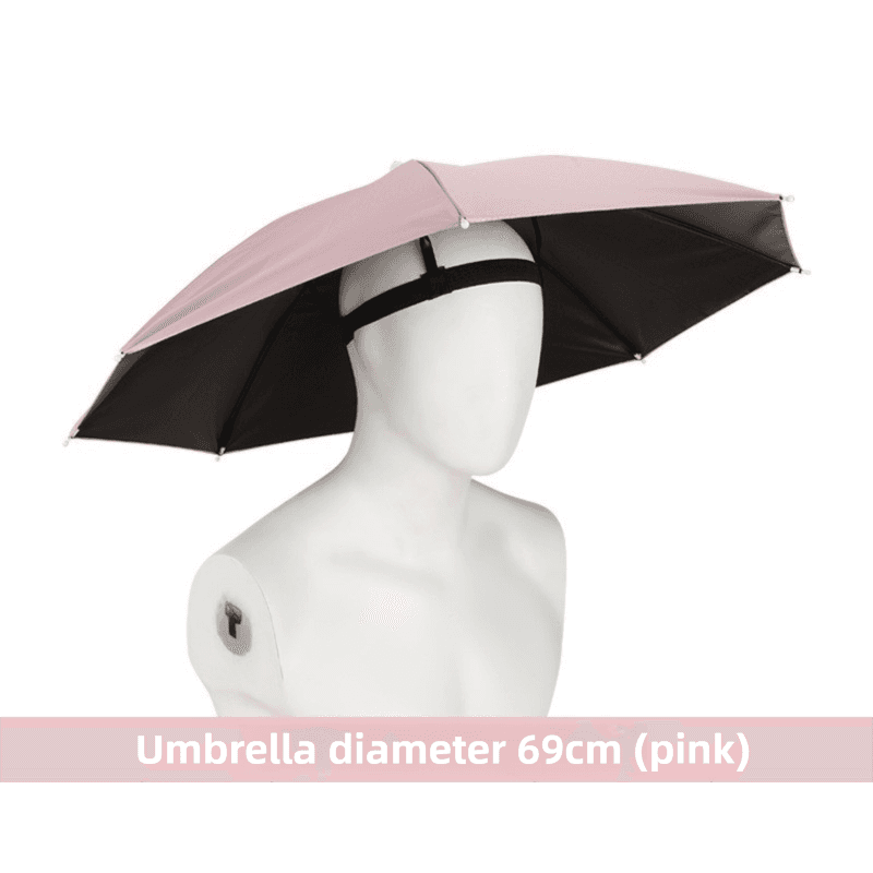 Pink Foldable Sun & Rain Umbrella Hat (Diameter 69 cm) - 99% UV Potective
