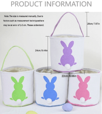Personalised Easter Bunny Basket Hand-Embroidered Canvas Tote - Soft Pink