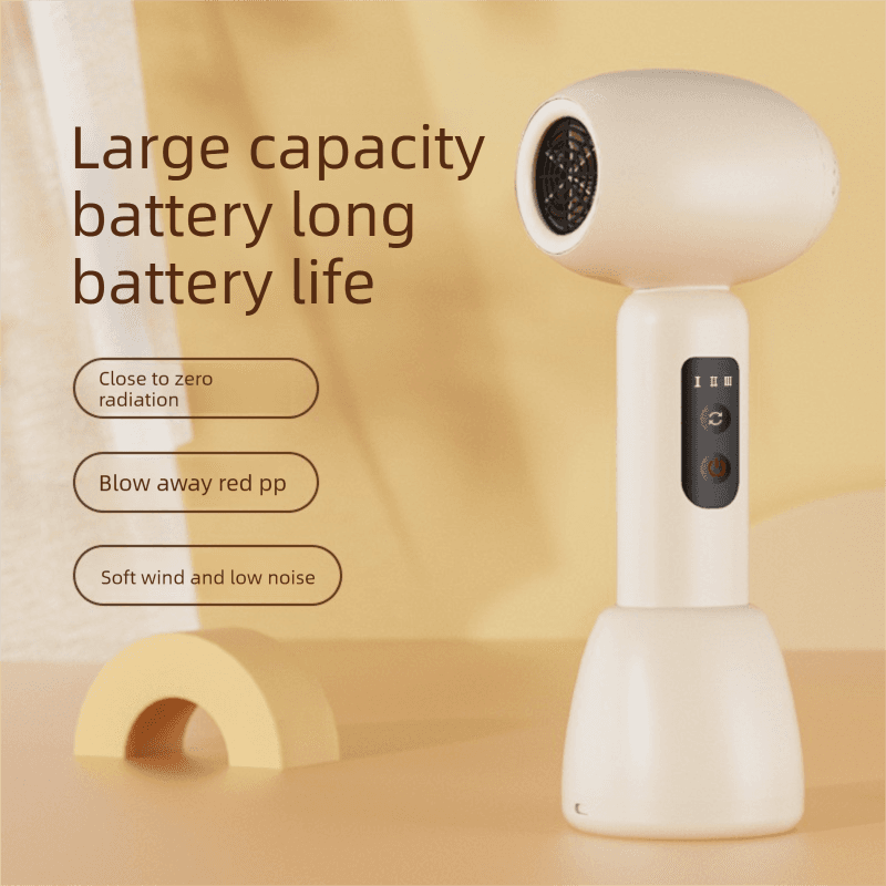 White Wireless Baby Hair Dryer with Constant Temperature and Negative Ion
