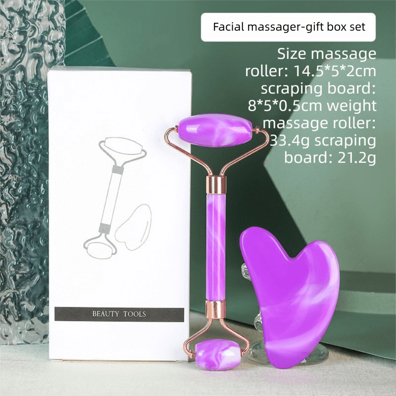 Double Purple Dual-Head Resin Facial Roller - Double Purple Gua