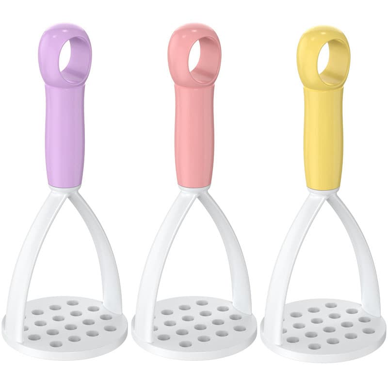 3-Pack Pink, yellow and purple Manual Potato Masher - Baby - Pink yellow
