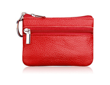 Small Coin Purse Key Ring Wallet Mini Change Pouch Dual Zipper Pocket