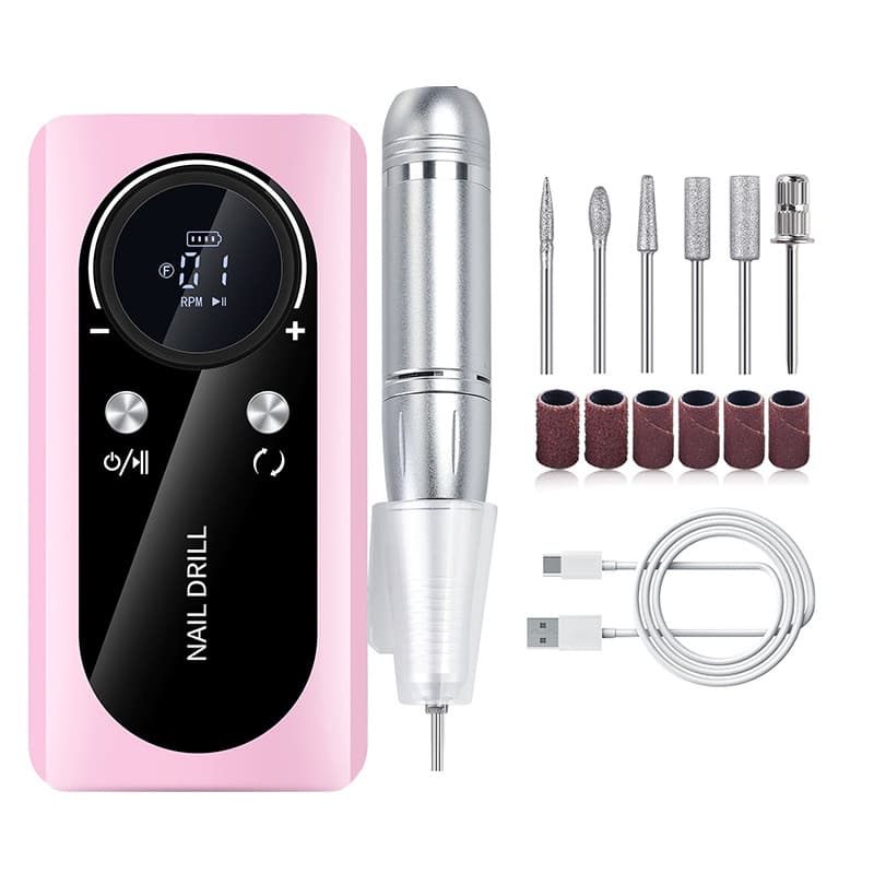 Pink Professional Rechargeable Nail Drill Machine - 45000RPM Portable E-File