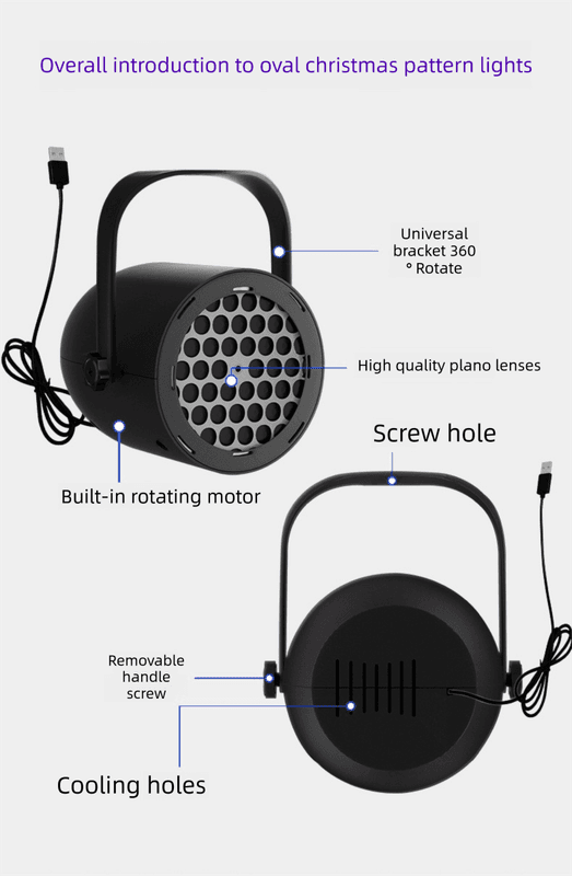 White Christmas LED Projector Light Portable USB Holiday Atmosphere Lamp