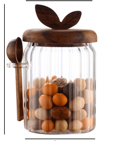 600 ml Borosilicate Glass Storage Jar with Acacia Wood Lid & Integrated