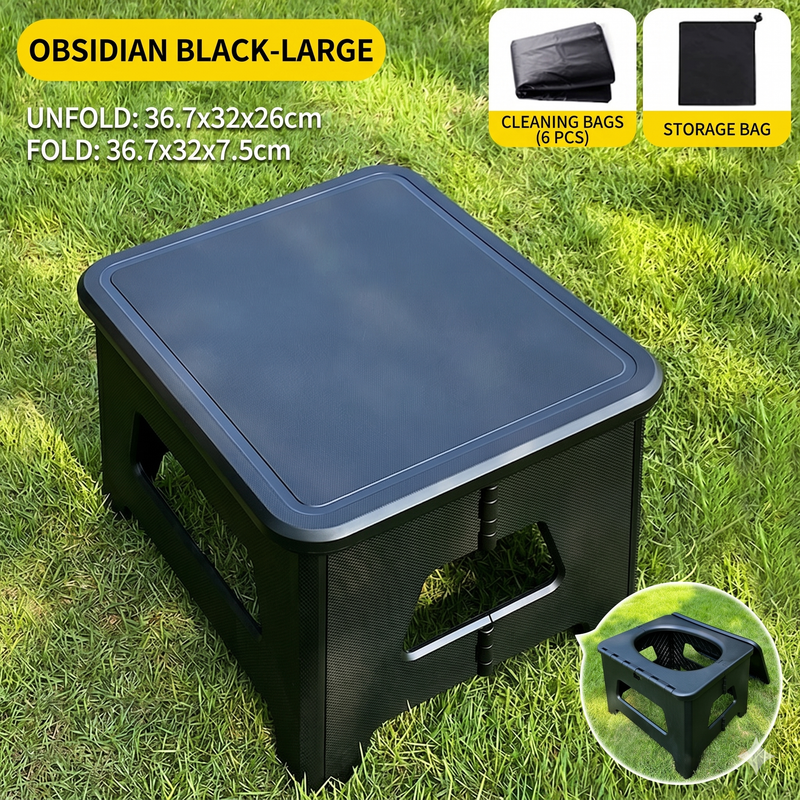 Black Large Portable Folding Camping Toilet Stool - Capacity Emergency Potty
