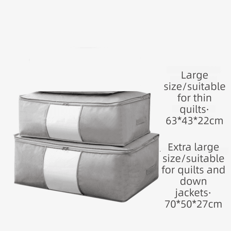 2-Pack Grey Extra Large Quilt & Clothes Storage Bag (63 × 43 × 22 cm)