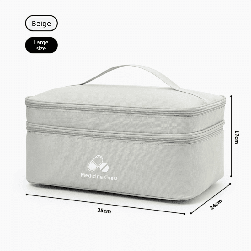 Beige Large First Aid Organizer -35×24×17 cm Double-Layer - Beige Travel