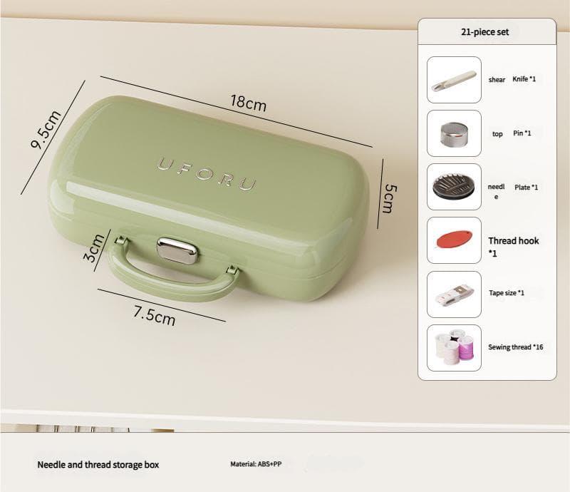 Complete Sewing Kit - Portable with Organized Compartments (green)