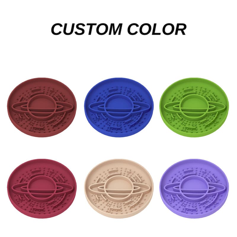 Apricot Silicone Planet Slow Feeder Dog Bowl - 2-in-1 Anti-Choke Lick Mat