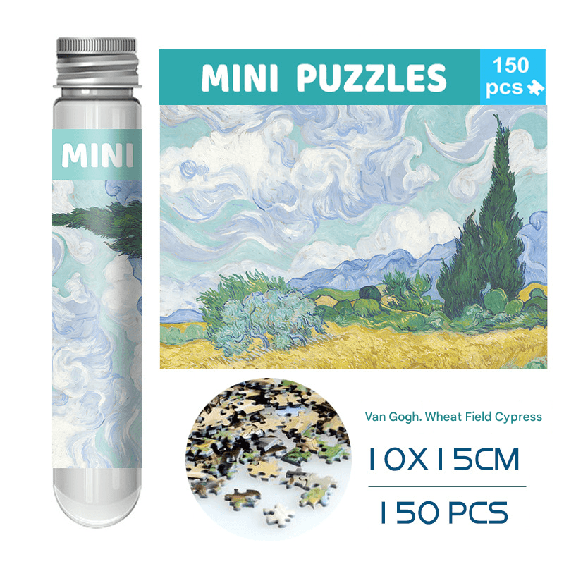 2-Piece 150-Piece Mini Puzzle in Reusable Tube - Compact Jigsaw for Home or