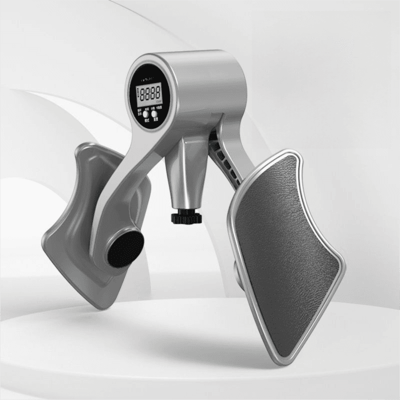 2-in-1 Silver Smart LCD Counting Kegel Trainer for Glute Lifting & Leg