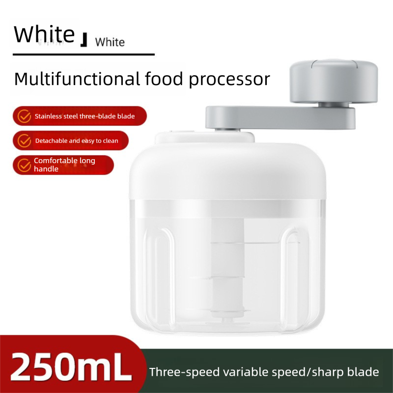 Manual Garlic Chopper & Food Processor 250 ml Portable 3-Speed - White