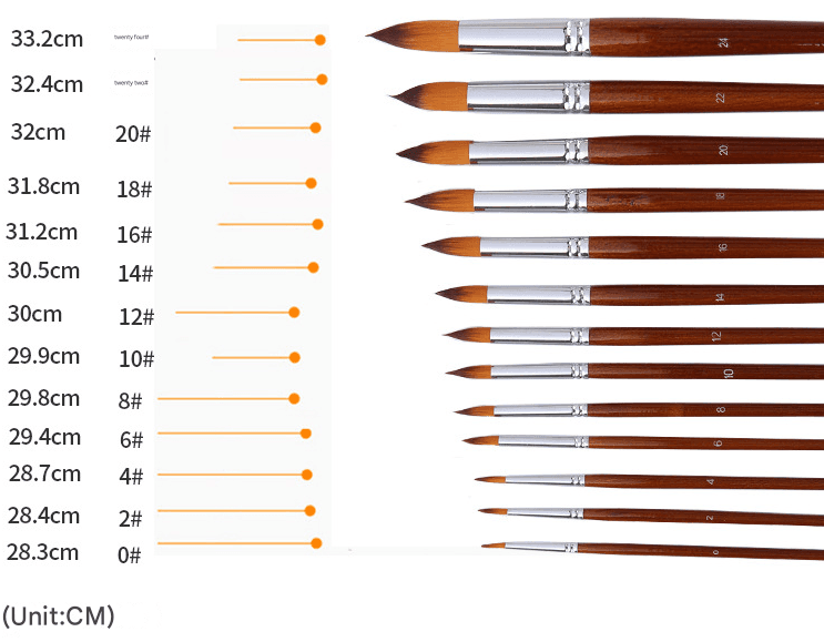 Professional 13-Piece Artist Brush Set - Flat & Filbert Nylon Bristles