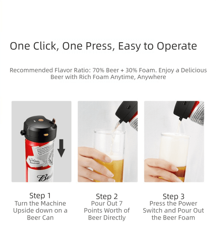Portable Ultrasonic Beer Foam Maker - Clip-On Canned Beer Dispenser