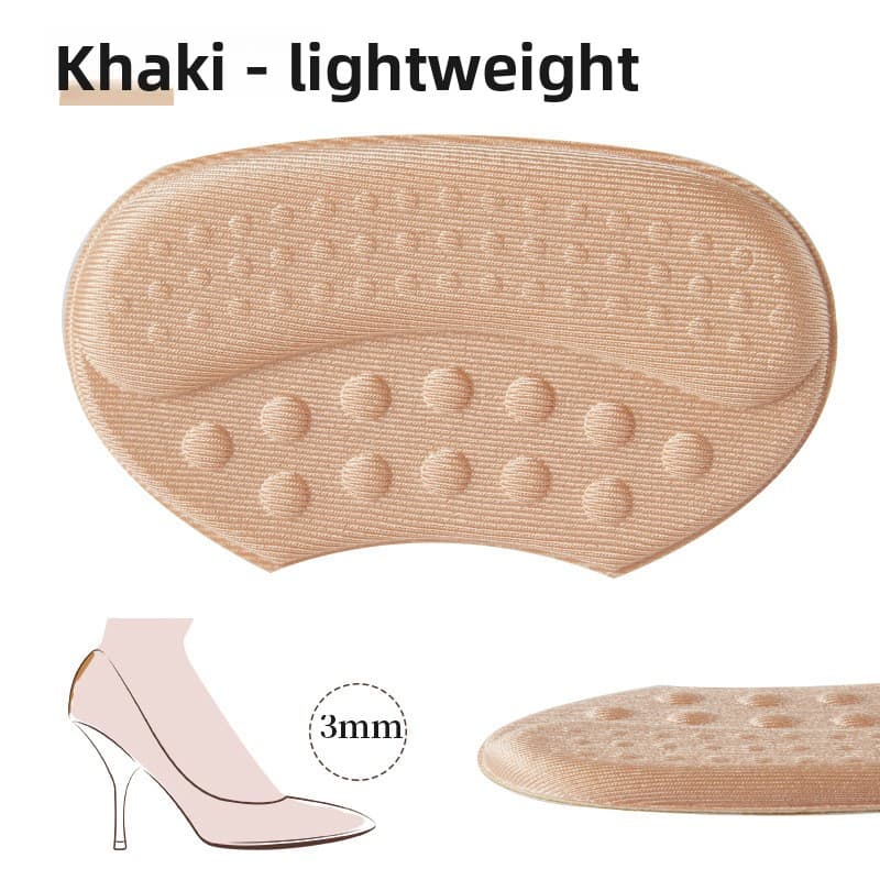 5-Pair Khaki Soft & Breathable Heel Grips for Loose Shoes - Anti-Slip - 3mm