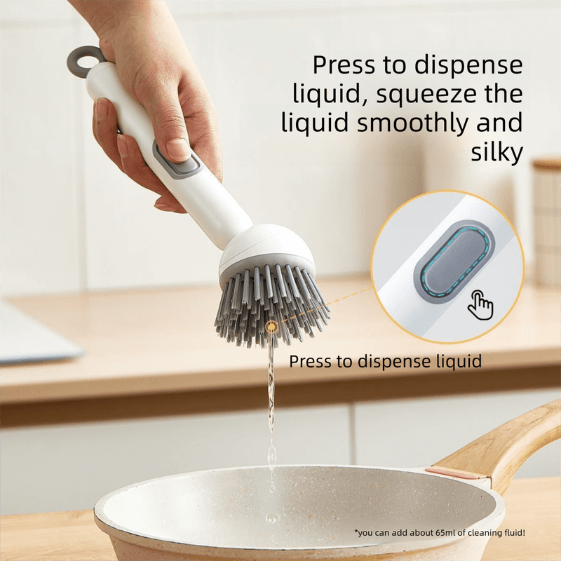 2 Pack White Kitchen Dish Brush with Soap Dispenser Adjustable Handle 360