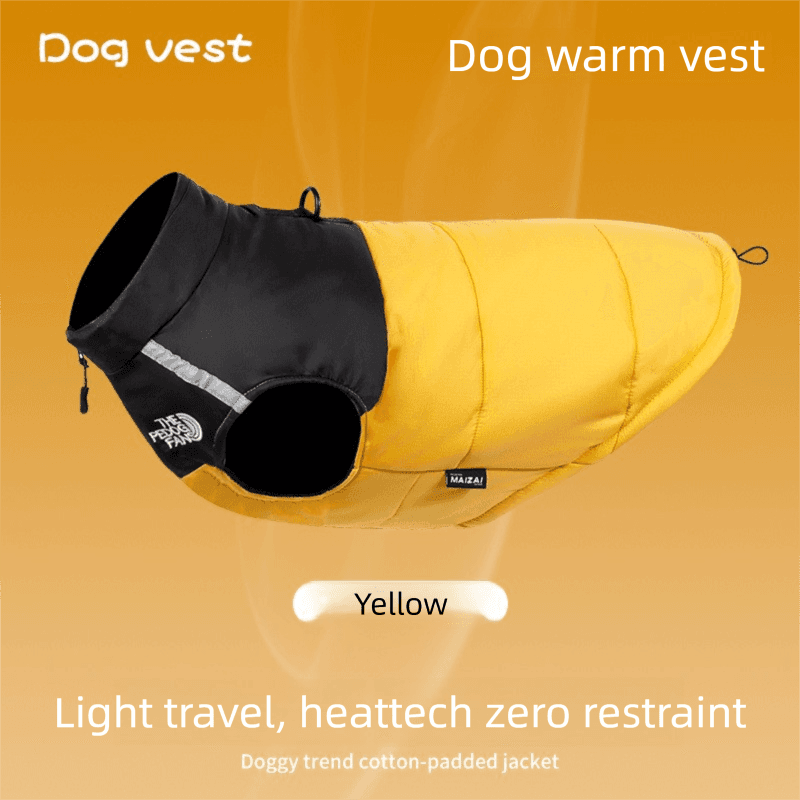 Yellow M Size Dog Clothing - Warm, Thickened Cotton Jacket for Autumn