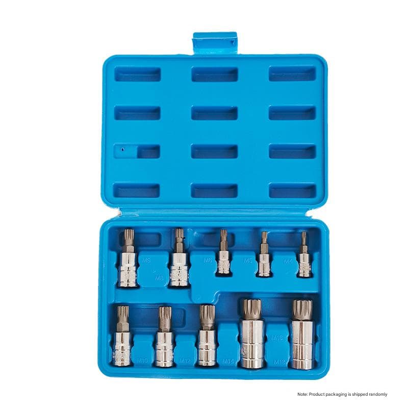 10-Piece M-Type Spline Bit Socket Set - Chrome Steel, Polished - Blue