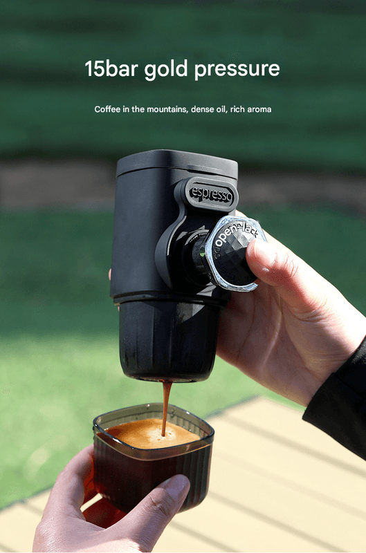 White Portable Hand Press Espresso Machine - Compatible with Espresso