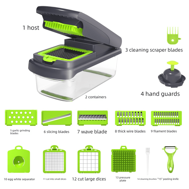 Green Multifunctional Vegetable Slicer - Manual Kitchen Cutter