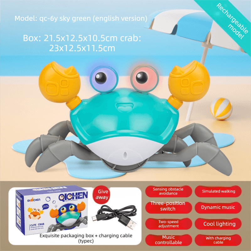 Upgraded Induction Crawling Crab Baby Toy with Silent Mode & Speed Control
