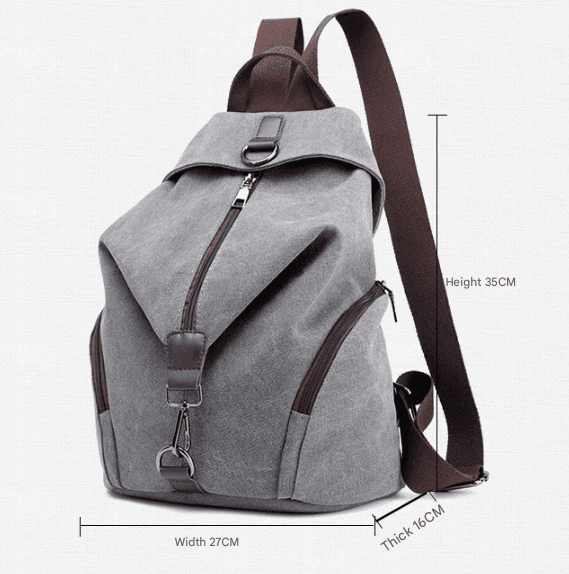 Black Women's Vintage Canvas Backpack Casual Daypack Retro College School