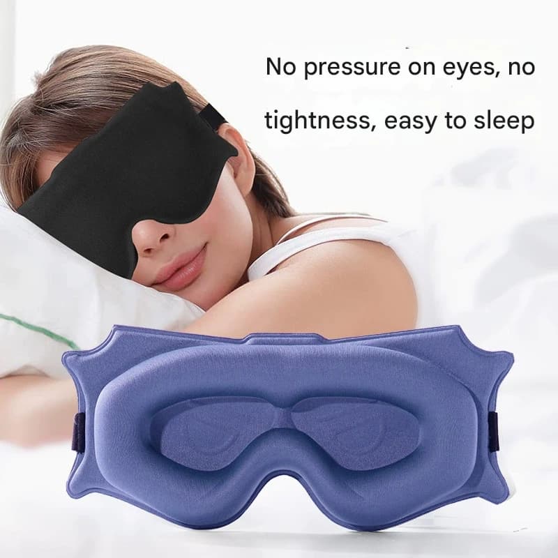 3-Piece 6D Contoured Zero-Pressure Sleep Mask - 360 Light Blocking - Black