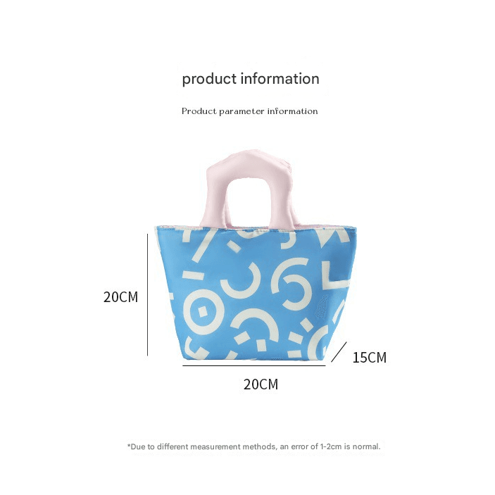 Blue and pink handbag Insulated Lunch Bag - Multi-Color Printed Tote