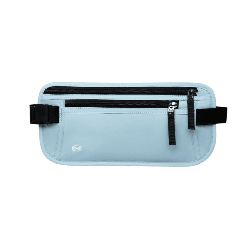 Blue RFID Blocking Slim Anti-Theft Fanny Pack for Outdoor Travel - Hidden