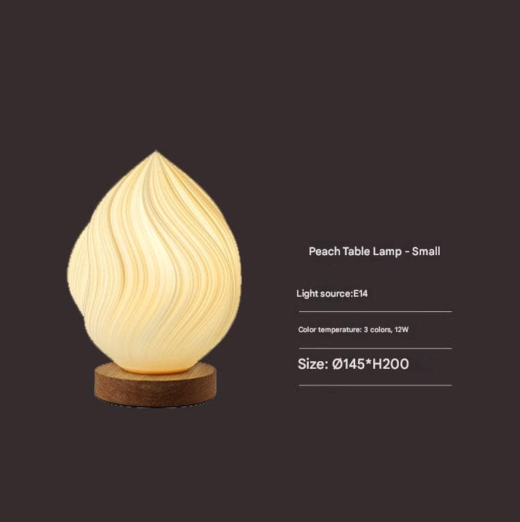 Unique Pleated Design Table Lamp - 3D Printed Washable Shade - Small peach