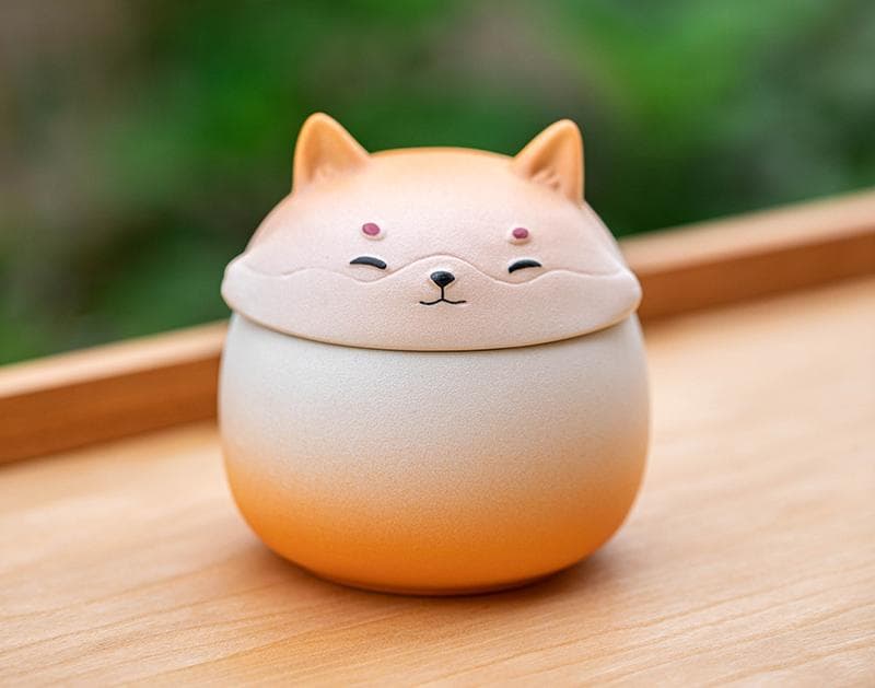 Artisan Ceramic Sealed Storage Jar with Animal Design - Gradient Orange