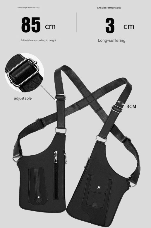 Black Urban Tactical Anti-Theft Shoulder Holster Bag - Secure Multi-Pocket