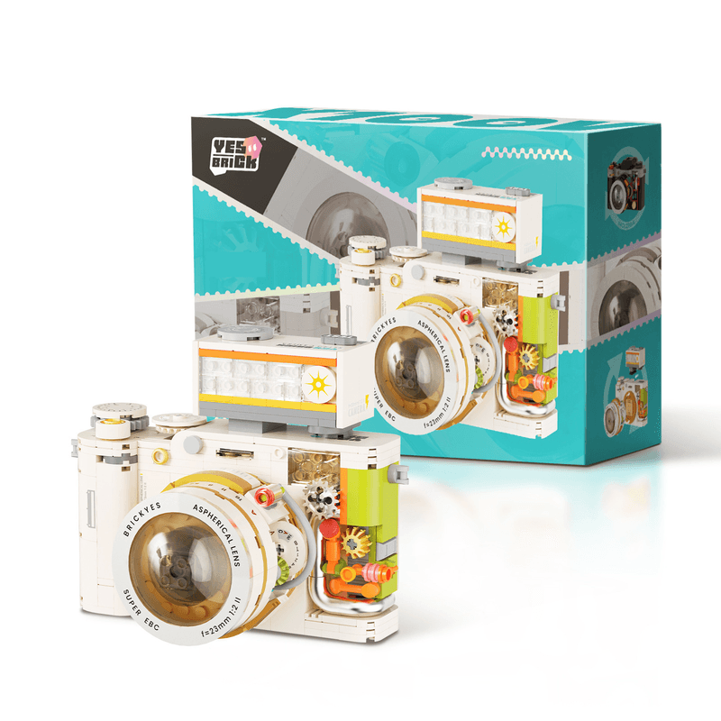 White Vintage Twin Lens Reflex Camera Building Blocks Set - Retro DIY