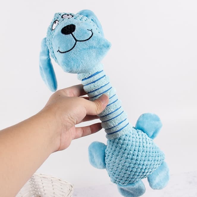 2-Piece Blue Long Neck Plush Dog Toy - Interactive Chew & Cuddle Toy