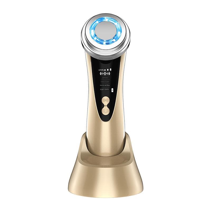 4-in-1 Facial Beauty Device - LED Light Therapy, Warm Lifting, Ion - Gold